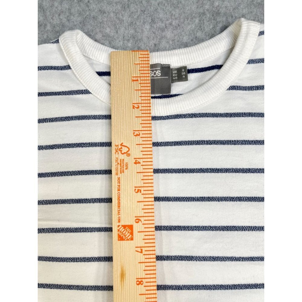 Asos Ladies Navy Stripe Jersey Knit Long Sleeve Top Size Small - Picture 11 of 15